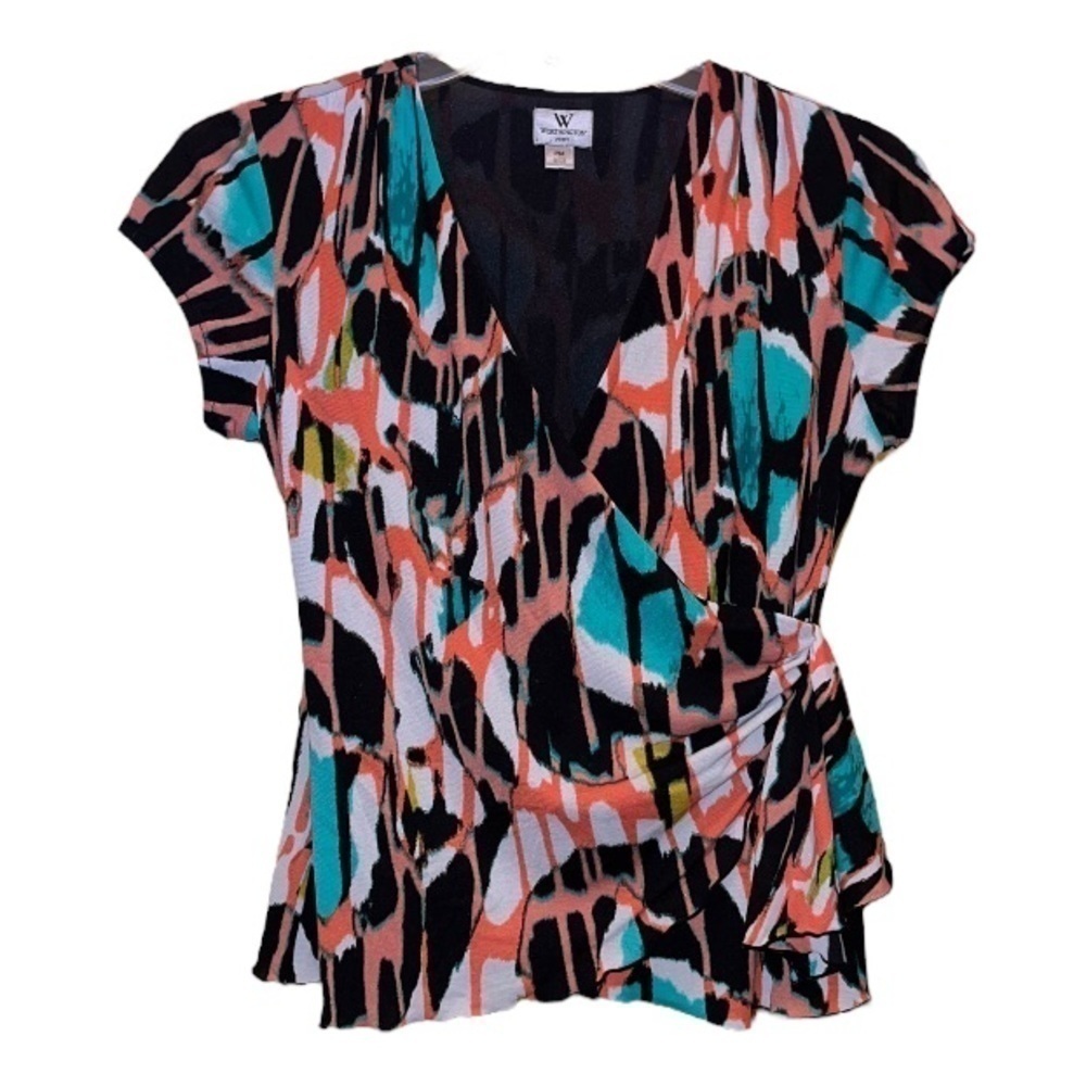 𝅺COLORFUL Worthington Petite brand sheer blouse size petite medium